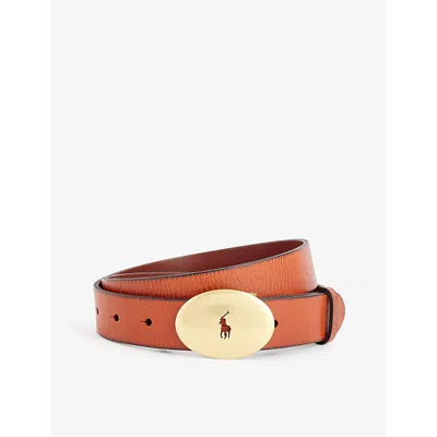 Polo Ralph Lauren Womens Brown Oval-buckle Leather Belt