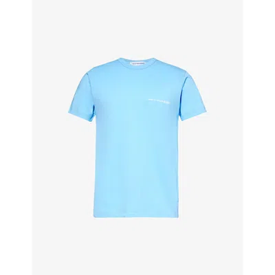 Comme Des Garçons Shirt Comme Des Garcons Shirt Mens Blue Text-print Crewneck Cotton-jersey T-shirt