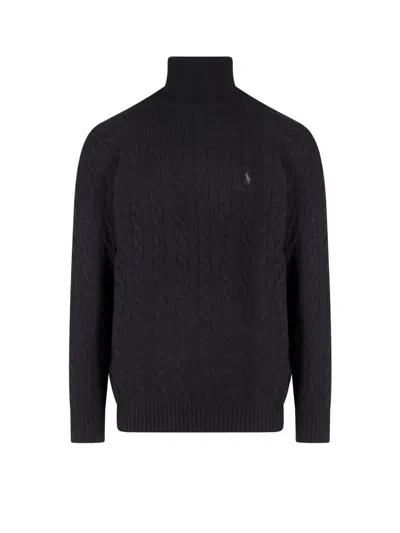 Polo Ralph Lauren Cable Knit High-neck Jumper In Black
