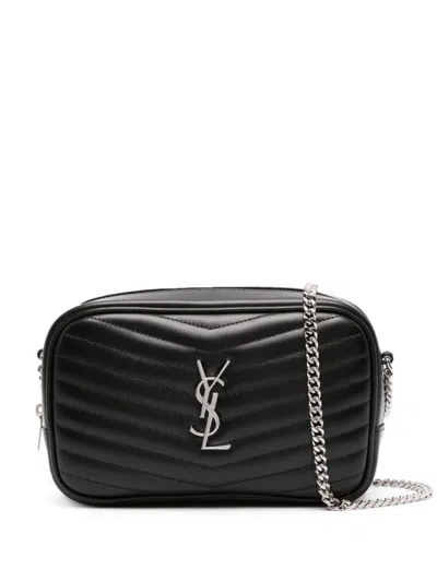 Saint Laurent Lou Leather Mini Crossbody Bag In Black