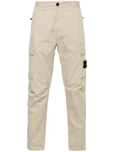 Stone Island Trousers With Patch In Beige