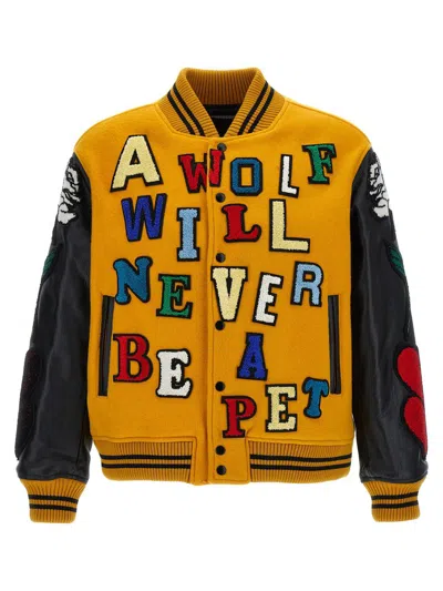 Undercover X K. Tolnoe Varsity Bomber Jacket In Yellow