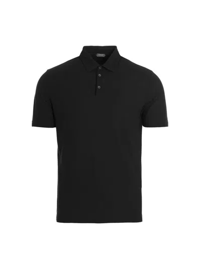 Zanone Ice Cotton Polo Shirt In Black