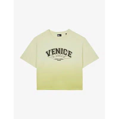 The Kooples Women's Bright Yellow 'venice'-print Relaxed-fit Cotton T-shirt