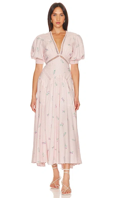 Free People Still In Love Floral Embroidered Maxi Dress In Pink Combo