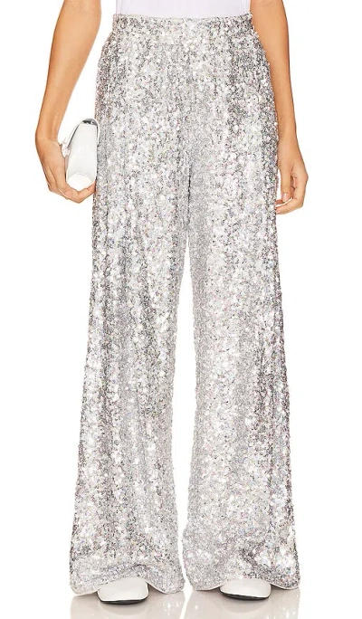 Essentiel Antwerp Fences Sequin Trousers In Metallic Silver