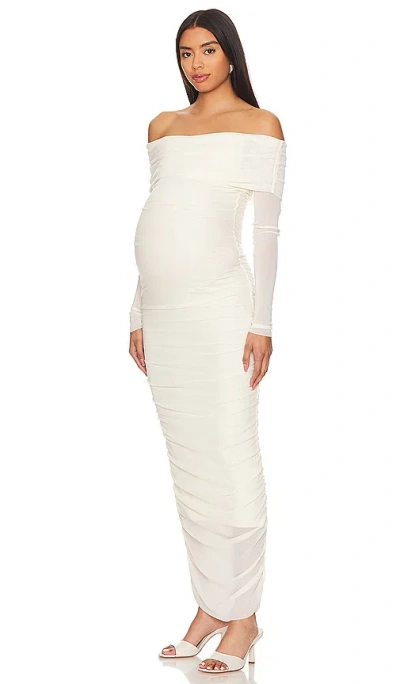 Bumpsuit Off The Shoulder Mesh Dress In White