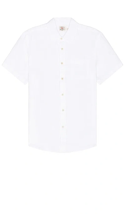 Faherty Short Sleeve Linen Laguna Shirt In White
