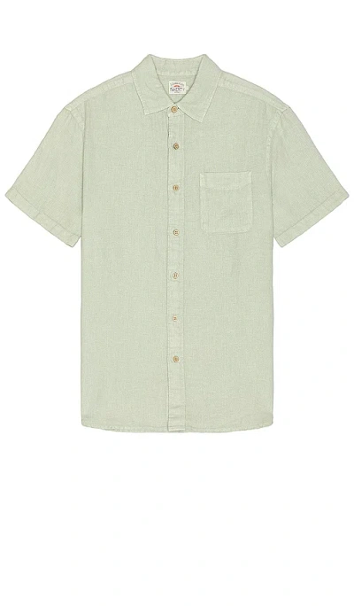Faherty Short Sleeve Linen Laguna Shirt In Olive