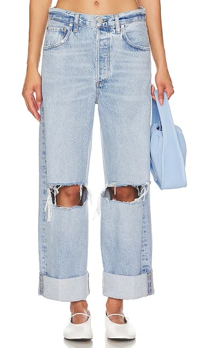 Citizens Of Humanity Ayla Baggy Cuffed Crop Jeans Pagoda In Blue