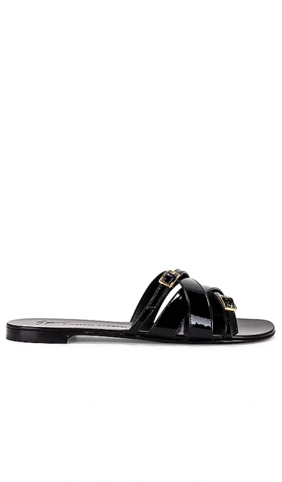 Giuseppe Zanotti Strappy Flat Sandal In Black