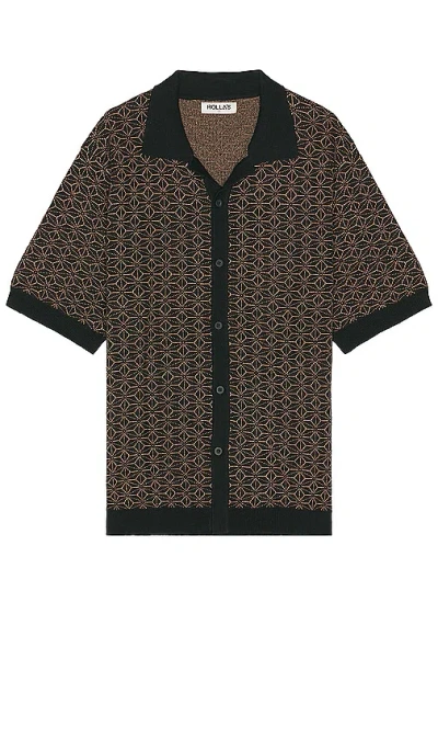 Rolla's Bowler Pattern Knit Shirt In Brown