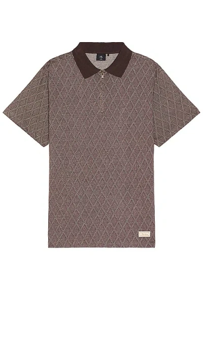 Thrills Linked Quarter Zip Polo Shirt In Chocolate