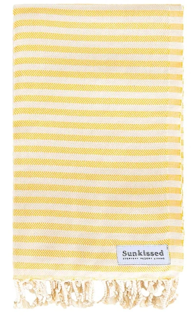 Sunkissed Marbella Sand Free Beach Towel In Yellow,ivory