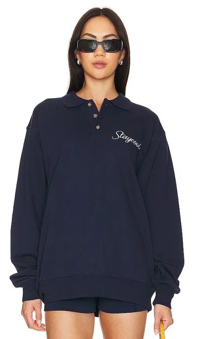 Stay Cool Script Sweater Polo In Navy
