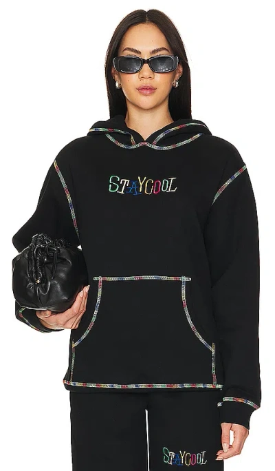 Stay Cool Tribal Chainstitch Hoodie In Black