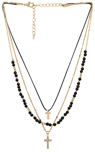 8 Other Reasons Cross Layered Necklace In Metallic Gold