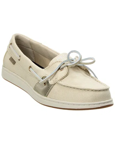 Sperry Sc Coastfish 1 Eye Metallic Canvas Boat Shoe In White