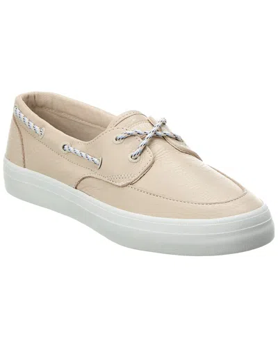 Sperry Crest Leather Boat Shoe In White