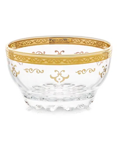 Alice Pazkus Set Of 6 Glass Dessert Bowls With Rich Gold Artwork