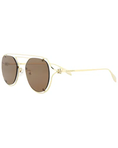 Alexander Mcqueen Unisex Am0365s 51mm Sunglasses In Gold