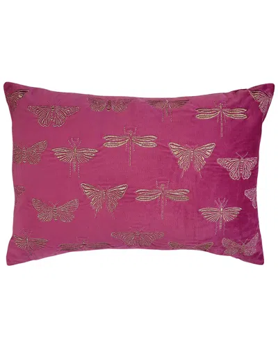 Edie Home Edie@home Edie@home Embroidered Butterfly Moth Decorative Throw Pillow In Fuchsia