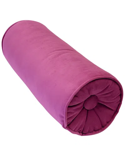 Edie Home Edie@home Edie@home Luxe Velvet Neckroll Decorative Throw Pillow In Fuchsia