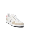 Polo Ralph Lauren Polo Court Suede Mix Sneakers In White With Navy Pony Logo