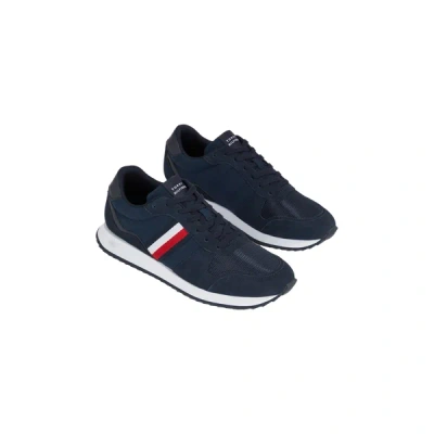 Tommy Hilfiger Signature Stripe Mix Panel Trainer In Navy