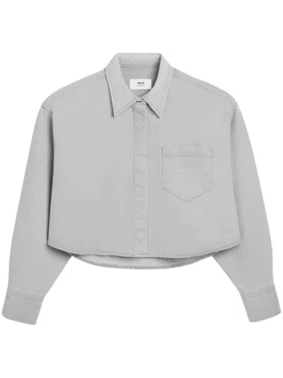 Ami Alexandre Mattiussi Gray Ami Denim Shirt In Javel Grey/0555