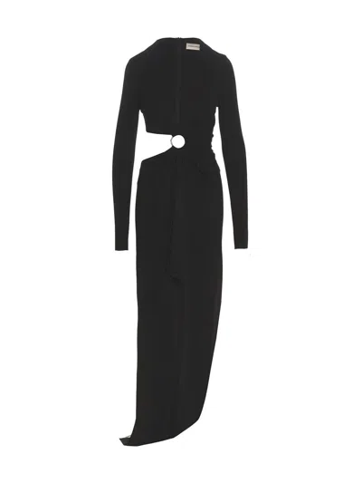 Alexandre Vauthier Cut-out Asymmetric Midi Dress In Nero