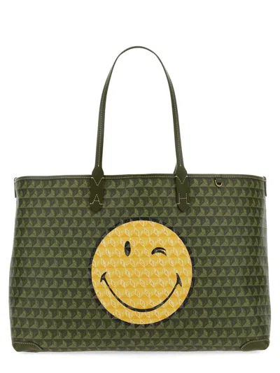 Anya Hindmarch I Am A Plastic Bag Tote Wink Bag In Military Green