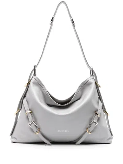 Givenchy Voyou Medium Leather Shoulder Bag In Grey