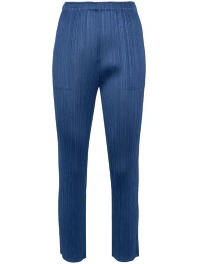 Issey Miyake Pleats Please  Thicker 2 Cropped Trousers In Blue