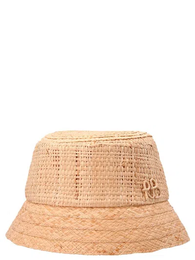 Ruslan Baginskiy Logo Straw Bucket Hat In Beige