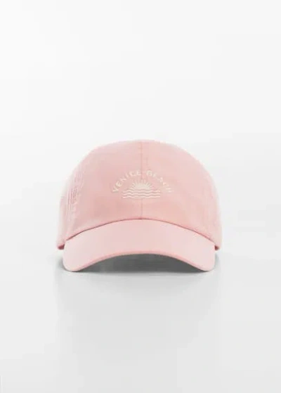 Mango Kids' Cap With Embroidered Letter Pale Pink