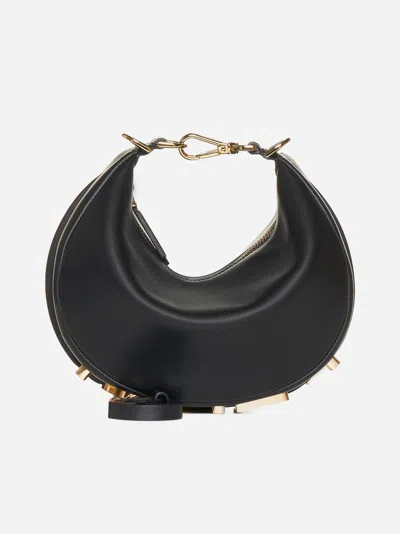 Fendi Graphy Mini Leather Bag In Black