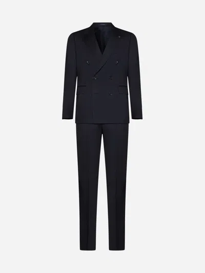 Tagliatore Bruce Wool Double-breasted Suit In Blue