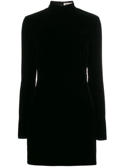 Saint Laurent Open Back Velvet Mini Dress In Black