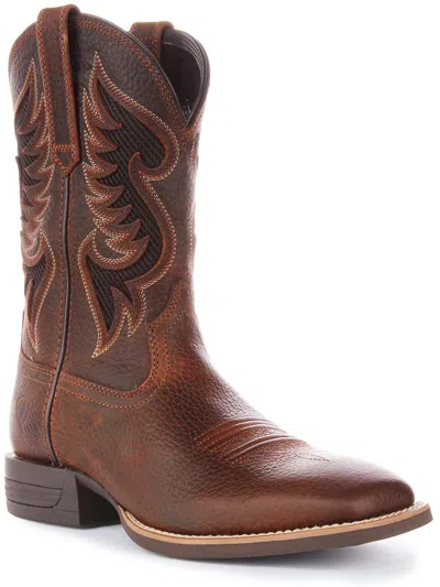 Pre-owned Ariat Cowpuncher Oiled Venttek Western Cowboy Boot Brown Mens Uk 6 - 12