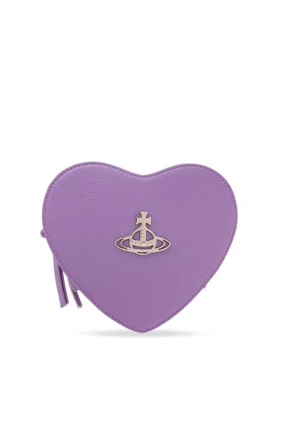 Vivienne Westwood Louise Heart Orb Plaque Shoulder Bag In Purple
