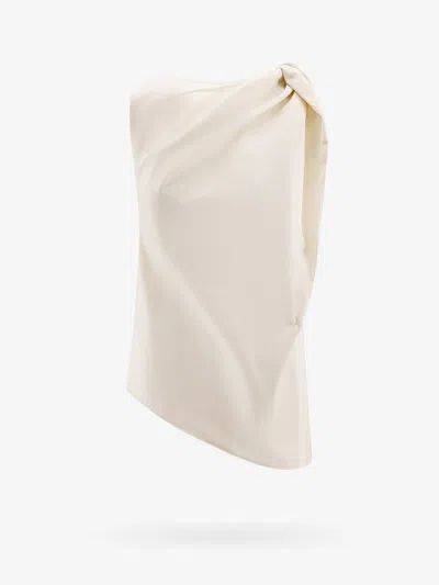 Totême Shoulder-twist Cotton Linen Top In Beige