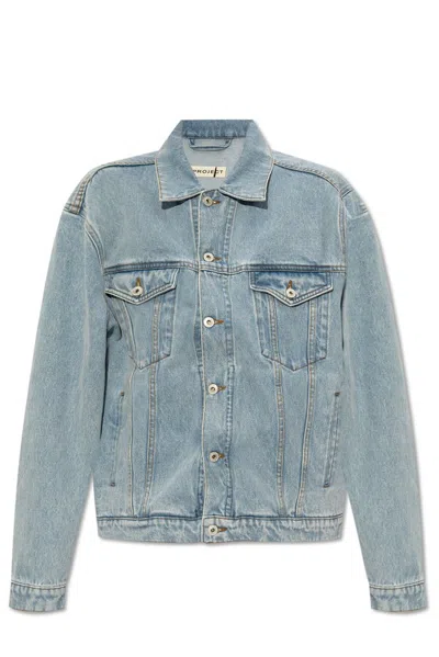 Y/project Logo Patch Buttoned Denim Jacket In Blue