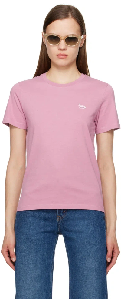 Maison Kitsuné Short-sleeved T-shirt With Baby Fox Logo In Pink