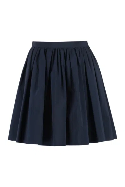 Moncler Short Pleated Skirt In Blu
