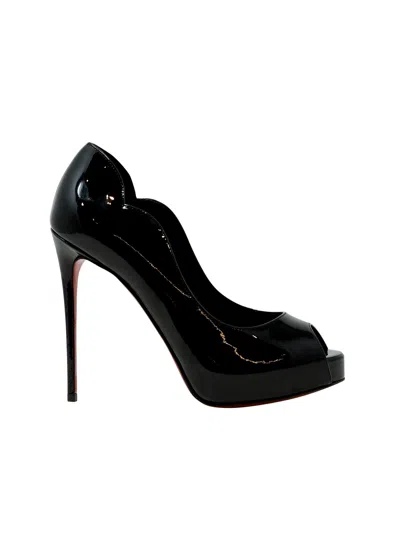 Christian Louboutin Black Patent Leather Hot Chick Alta 120 Pumps In Default Title