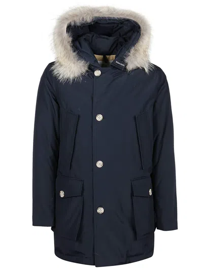 Woolrich Arctic Detachable Fur Parka In Mlb Melton Blue