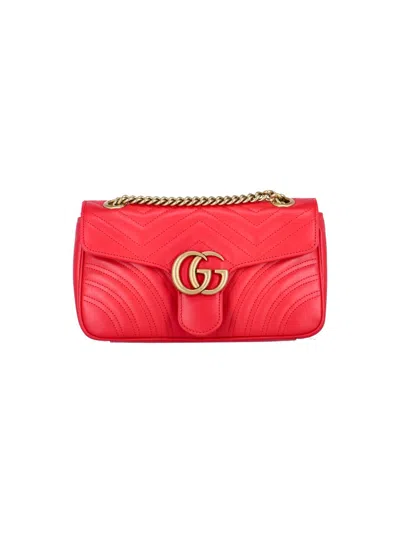 Gucci Gg Marmont Small Shoulder Bag In Red