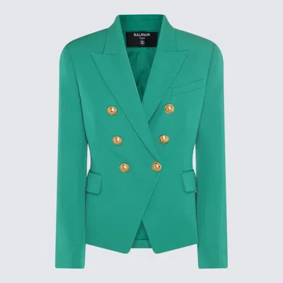 Balmain Green Wool Blazer