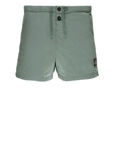 Stone Island Swim Shorts With Logo In Green